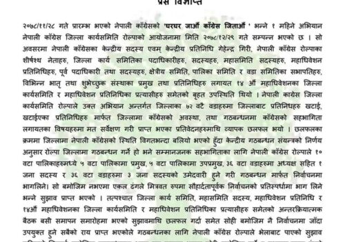 आफूले मागे जति सिट नपाए कांग्रेस एक्लै चुनाव लड्ने