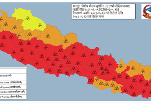 सबै प्रदेशका केही स्थानमा भारी वर्षा हुने पूर्वानुमान